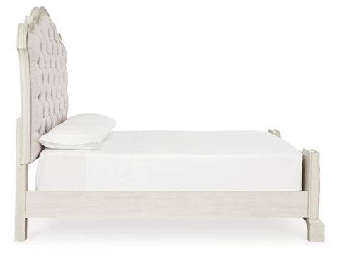 Arlendyne Queen Upholstered Bed with Mirrored Dresser, Chest and 2 Nightstands