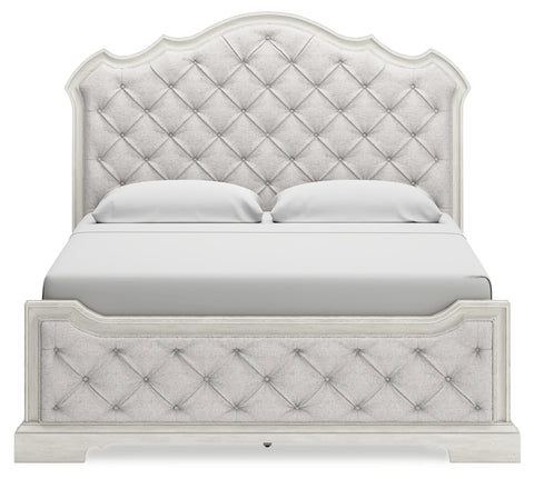 Arlendyne King Upholstered Bed with Mirrored Dresser, Chest and 2 Nightstands