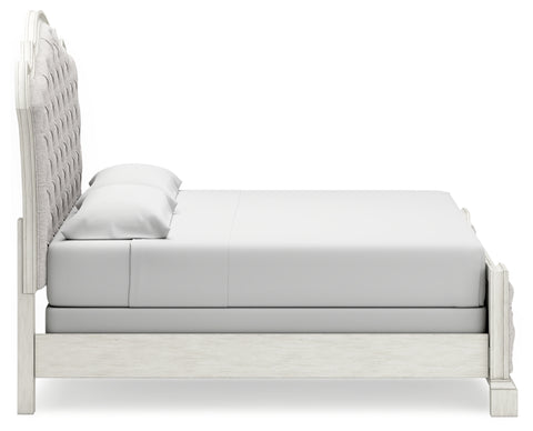 Arlendyne King Upholstered Bed with Mirrored Dresser, Chest and Nightstand