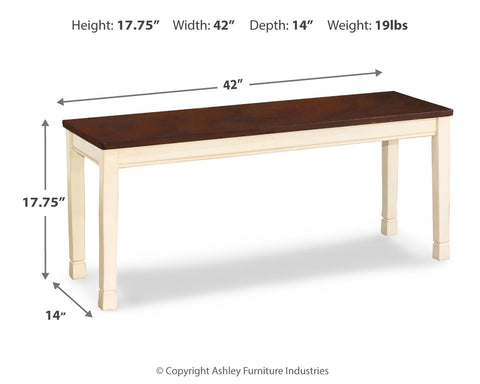 Whitesburg Dining Table and 4 Chairs and Bench