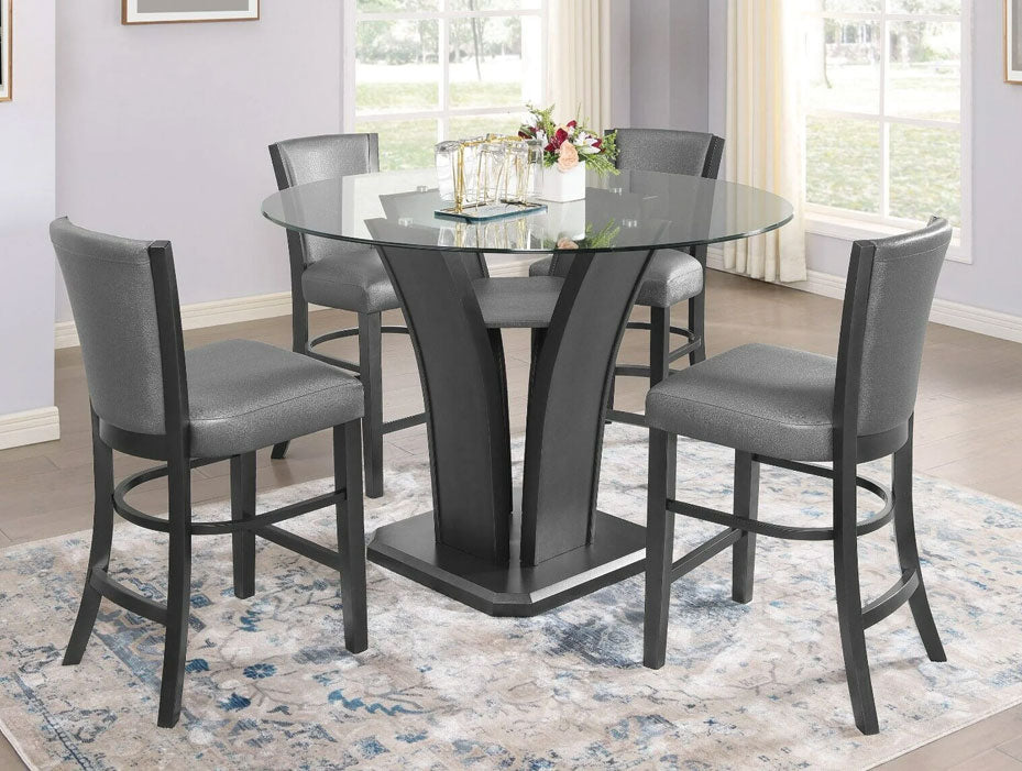 5PC Round Glass Dining Set JMD Furniture Mattresses