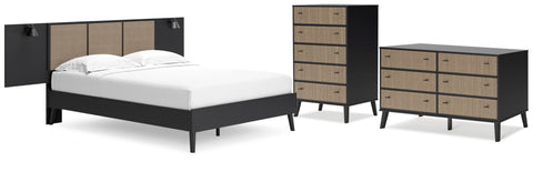 Charlang Full Panel Platform Bed with Dresser and Chest