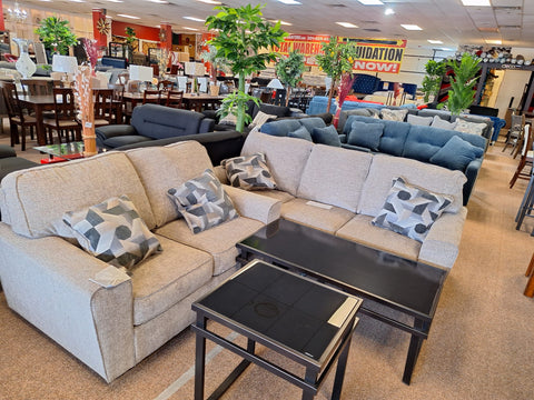 Beige sofa & loveseat