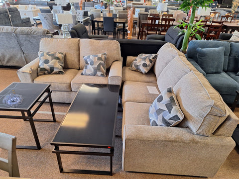 Beige sofa & loveseat