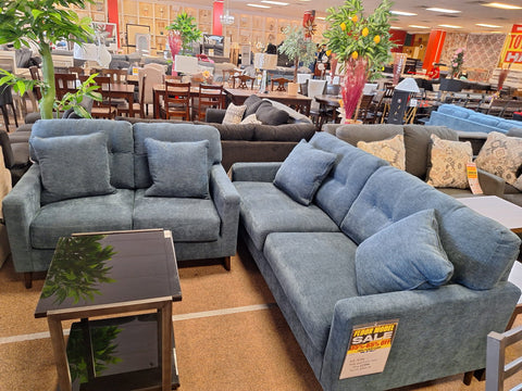 Blue sofa & loveseat