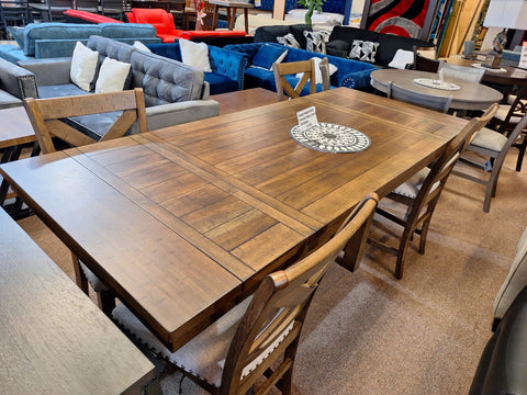 Counter height dining extension table with bench