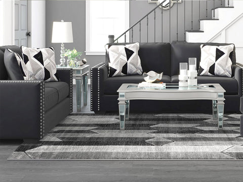 Button Tufted Black Sofa & Loveseat