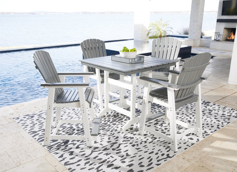 Transville Outdoor Counter Height Dining Table and 4 Barstools