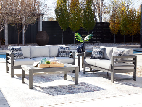 Amora Outdoor Sofa and Loveseat with Coffee Table and 2 End Tables