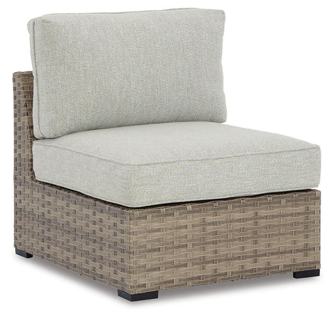 Calworth Outdoor Armless Chair with Cushion (Set of 2)