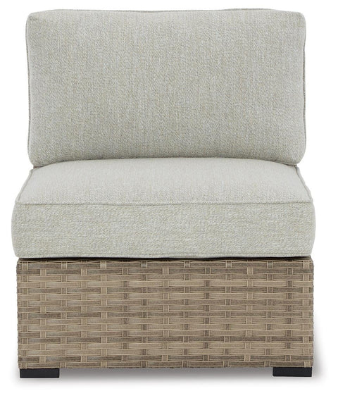 Calworth Outdoor Armless Chair with Cushion (Set of 2)