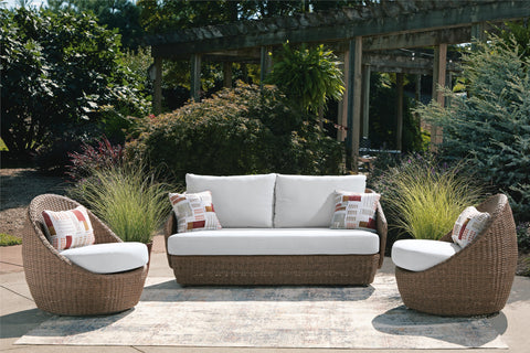 Cardiff Beach Love/Swivel Chairs Set (3/CN)