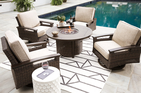 Paradise Trail Outdoor Fire Pit Table and 4 Chairs
