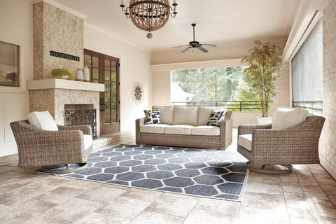Beachcroft Outdoor Sofa with 2 Lounge Chairs
