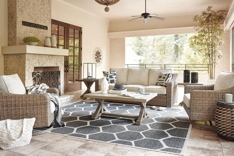 Beachcroft Outdoor Sofa with 2 Lounge Chairs, Coffee Table and End Table