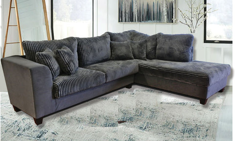 Grey Plush fabric sectional - JMD Furniture DMV