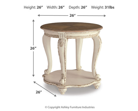 Realyn Coffee Table with 2 End Tables