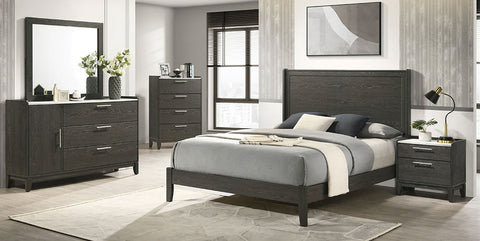 Dark grey wooden queen bedroom set