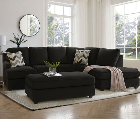 Black Sectional with pillows