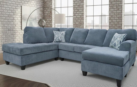 Blue Sectional with pillows - JMD Furniture DMV