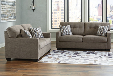 Beige fabric sofa and loveseat - JMD Furniture DMV