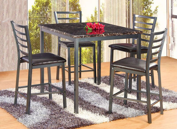 5PC Marble Top counterheight dining set - JMD Furniture&Mattresses