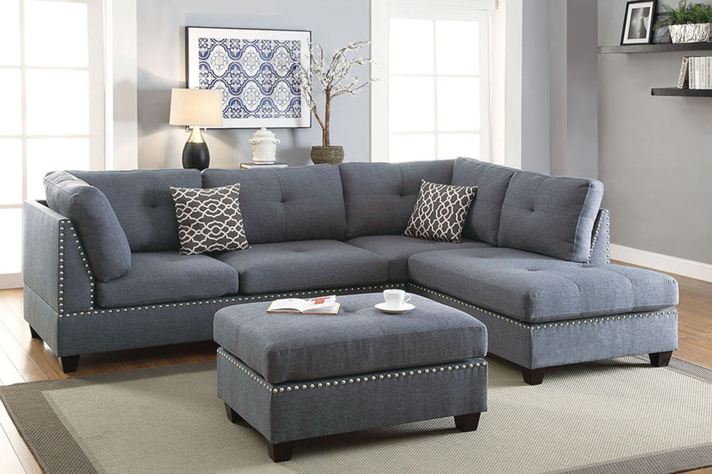Blue Gray 3-PC Sectional - JMD Furniture&Mattresses